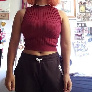 Crop top high neck sweater